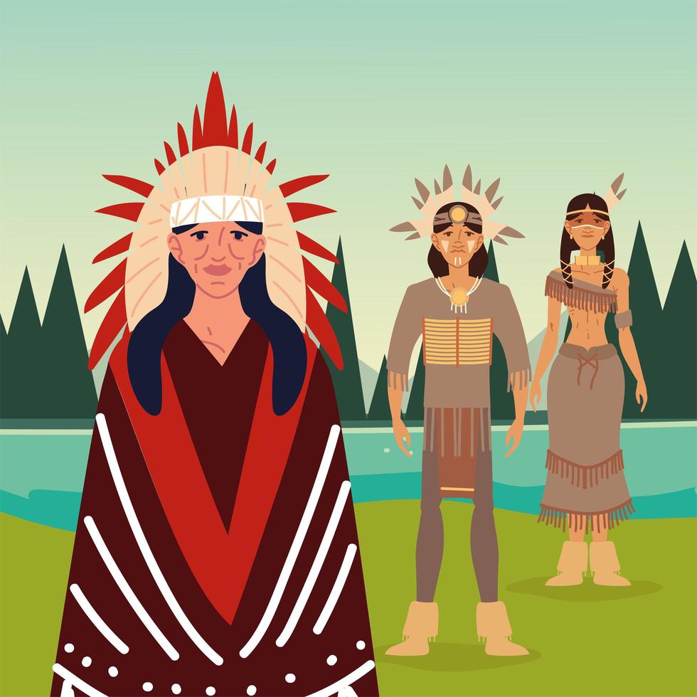 einheimische indigene Männer und Frauen vektor