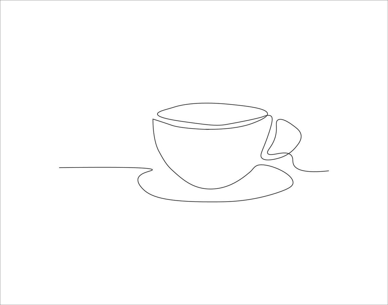 kontinuierlich Linie Zeichnung von Tasse von Kaffee. einer Linie von Kaffee. ein Tasse von Kaffee kontinuierlich Linie Kunst. editierbar Umriss. vektor