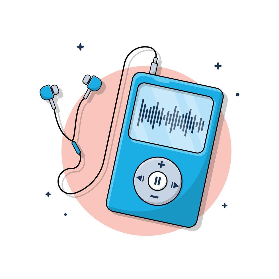 audio enhet och hörlur vektor illustration. lyssnande till ljudböcker eller podcasts begrepp design