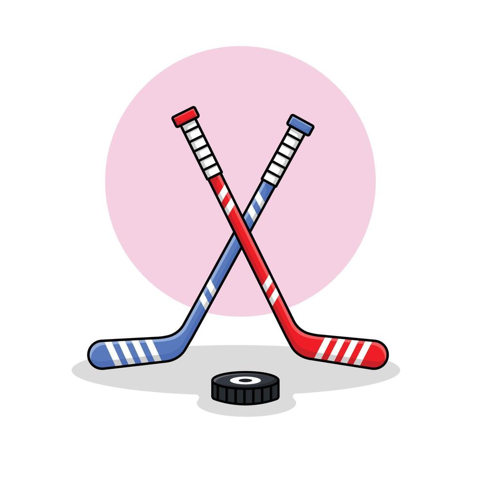 is hockey pinne och hockey puck vektor illustration. sporter hockey begrepp design