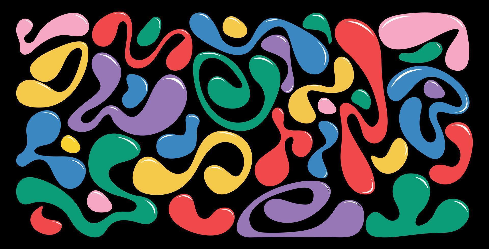 Flüssigkeit retro abstrakt Elemente im 2000 Stil. Grafik Formen, Blase, Element y2k. Vektor Illustration.