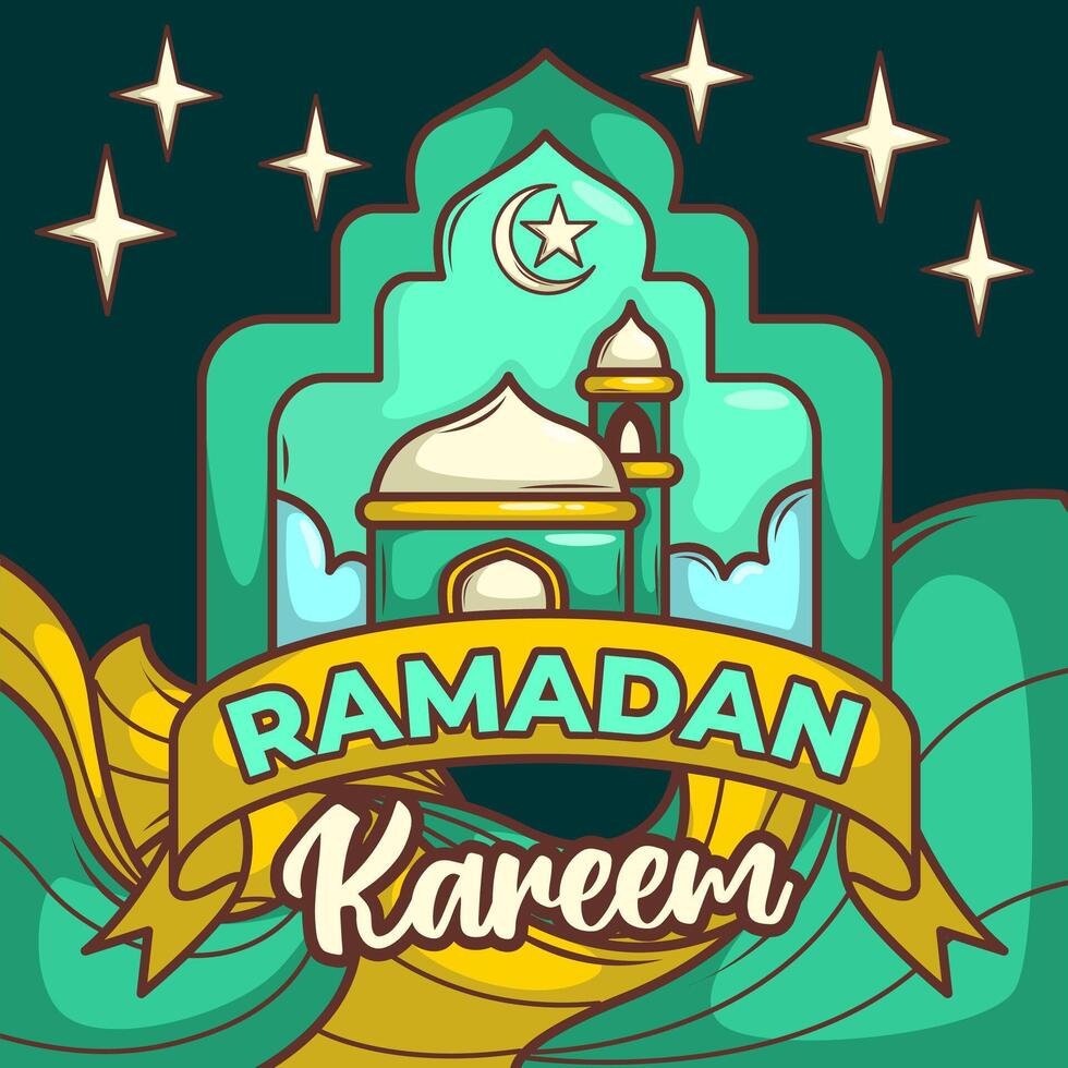 Ramadan kareem mit Karikatur islamisch Illustration Ornament vektor