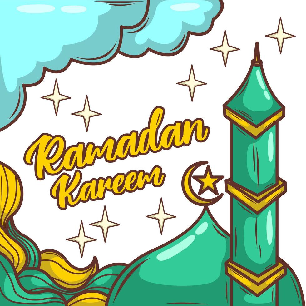 Ramadan kareem mit Karikatur islamisch Illustration Ornament vektor