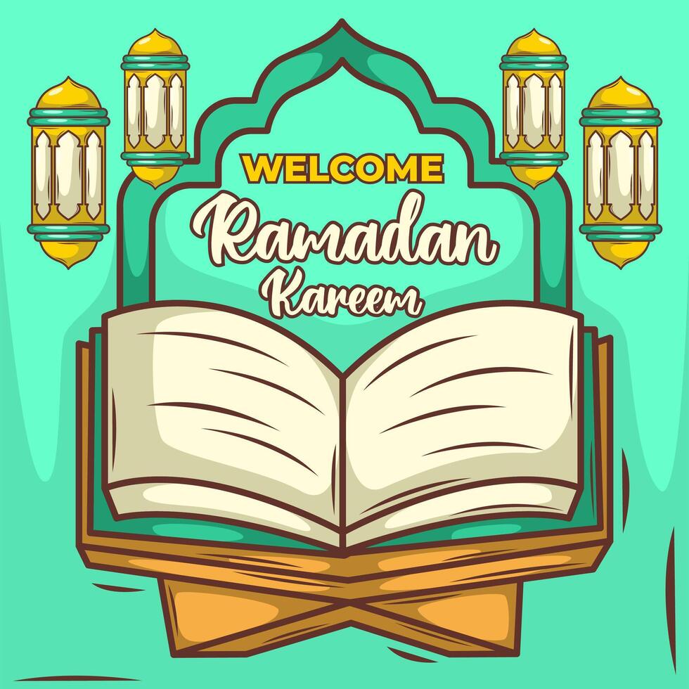 Ramadan kareem mit Karikatur islamisch Illustration Ornament vektor