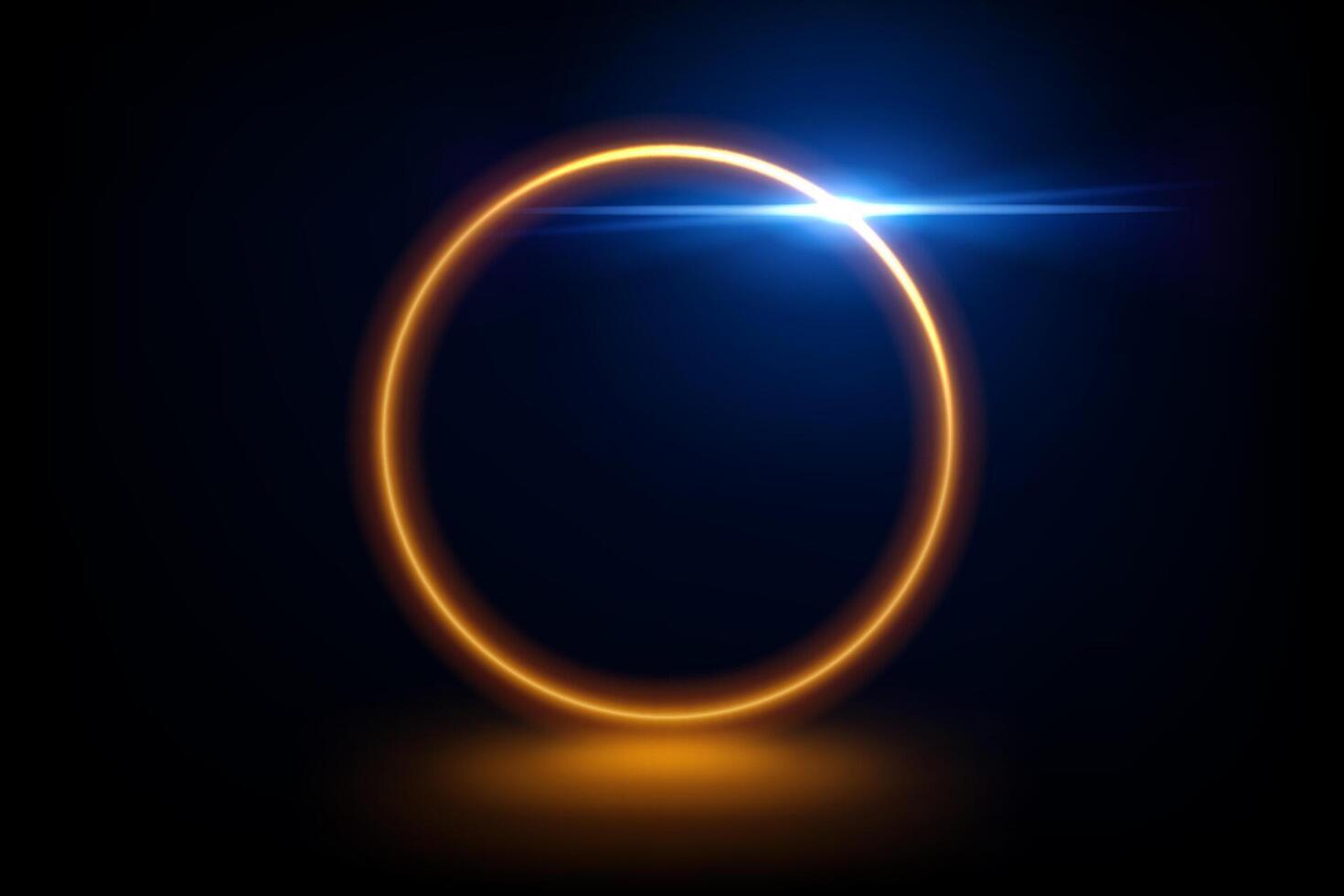 abstrakt Gold Ring glühend bewirken auf dunkel Hintergrund, Vektor Illustration