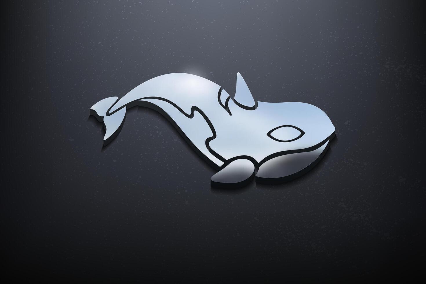 Orca 3d Logo Design, glänzend Attrappe, Lehrmodell, Simulation Logo mit texturiert Mauer. realistisch Vektor, Vektor Illustration