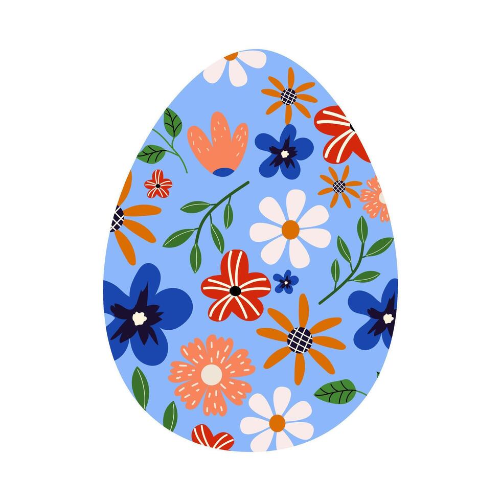 Vektor Ostern Ei dekoriert mit Blumen. Frühling Illustration. geeignet zum Postkarten. Weiß isoliert Hintergrund.