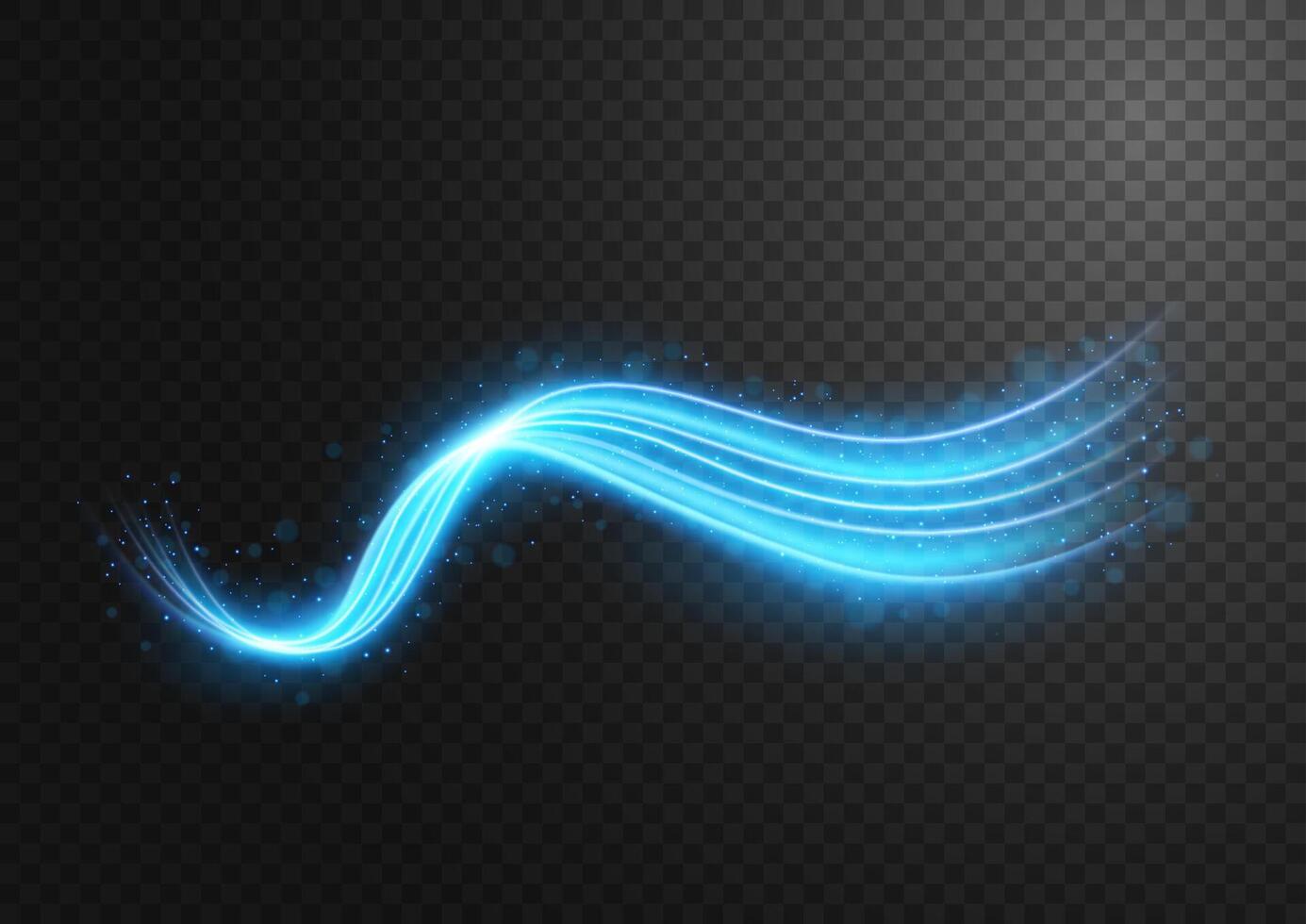 abstrakt blå linje av ljus med blå gnistor, på en bakgrund, isolerat och lätt till redigera, vektor illustration