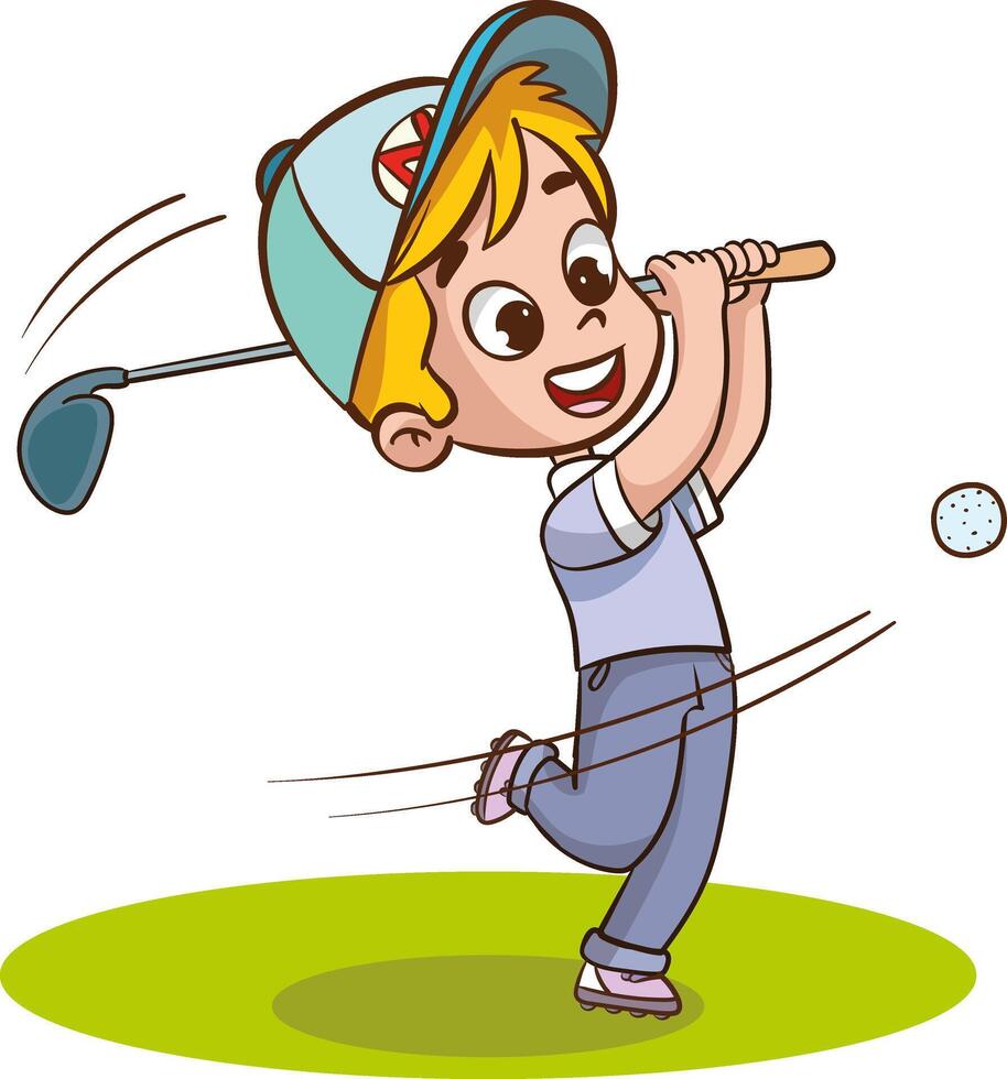 vektor illustration av liten barn spelar golf.