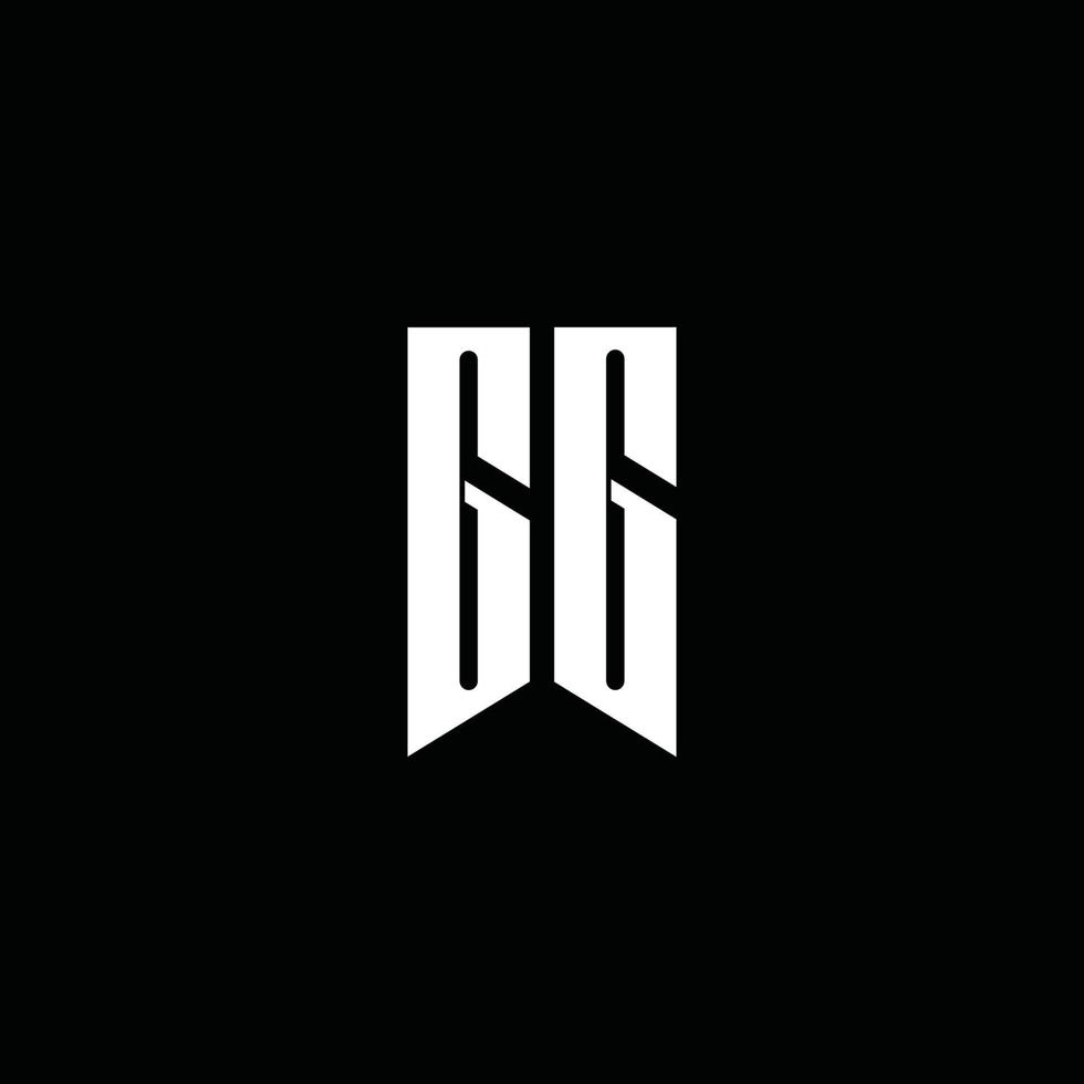 gg -logotypmonogram med emblemstil isolerad på svart bakgrund vektor