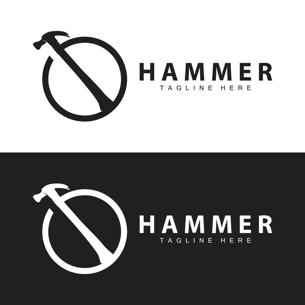 hammare logotyp design reparera service mall årgång symbol illustration silhuett reparera verktyg vektor