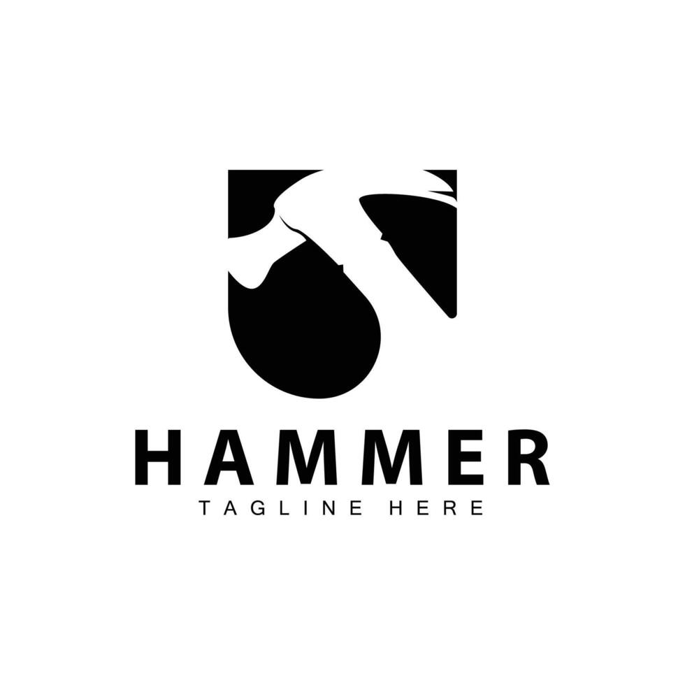 hammare logotyp design reparera service mall årgång symbol illustration silhuett reparera verktyg vektor