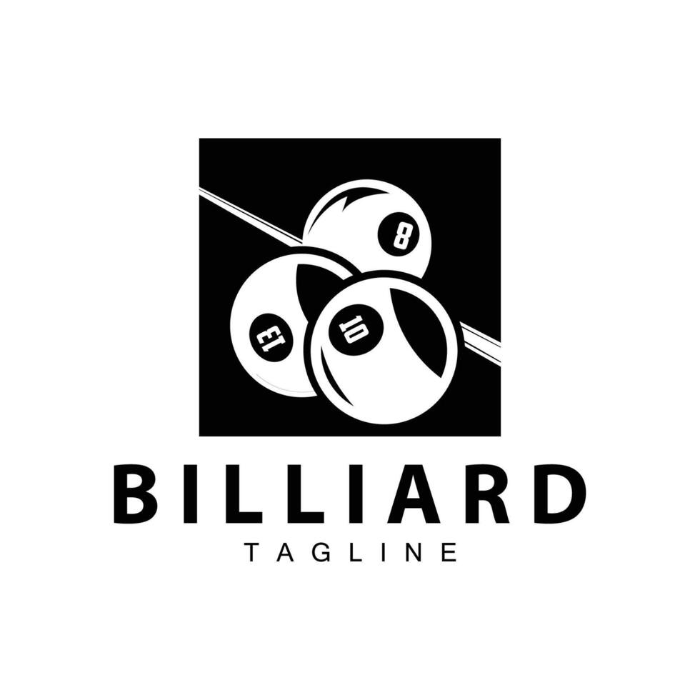 biljard klubb logotyp design vektor spel bricka sport mall slå samman tabell med boll och pinne enkel illustration mall