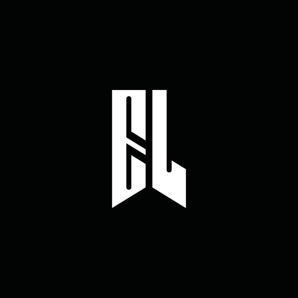 el -logotypmonogram med emblemstil isolerad på svart bakgrund vektor