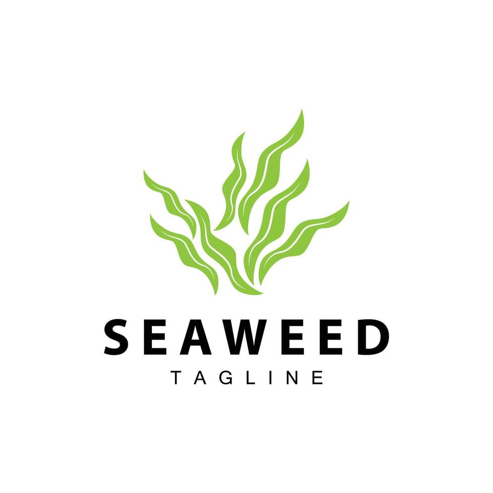 Seetang Logo Design, unter Wasser Pflanze Design Illustrationen, Kosmetika und Essen Zutat vektor