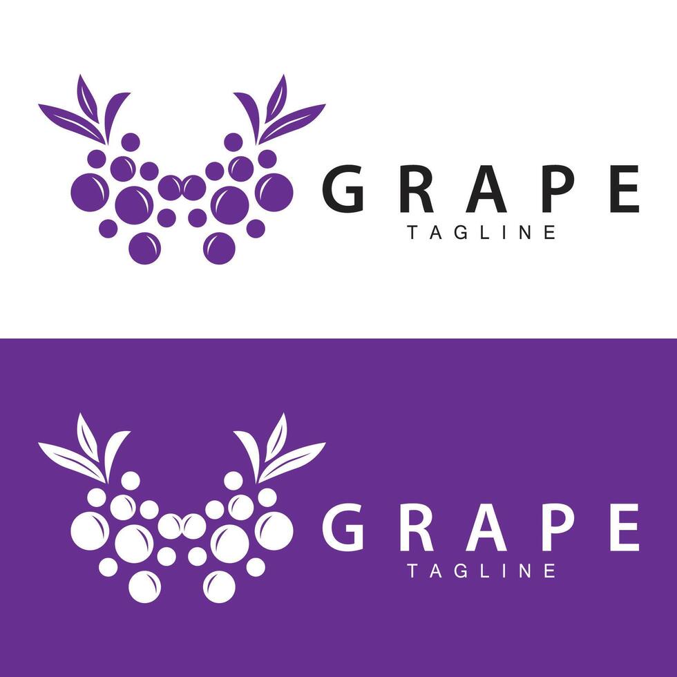 druva logotyp, trädgård vektor, färsk lila frukt, vin varumärke design, enkel illustration mall vektor