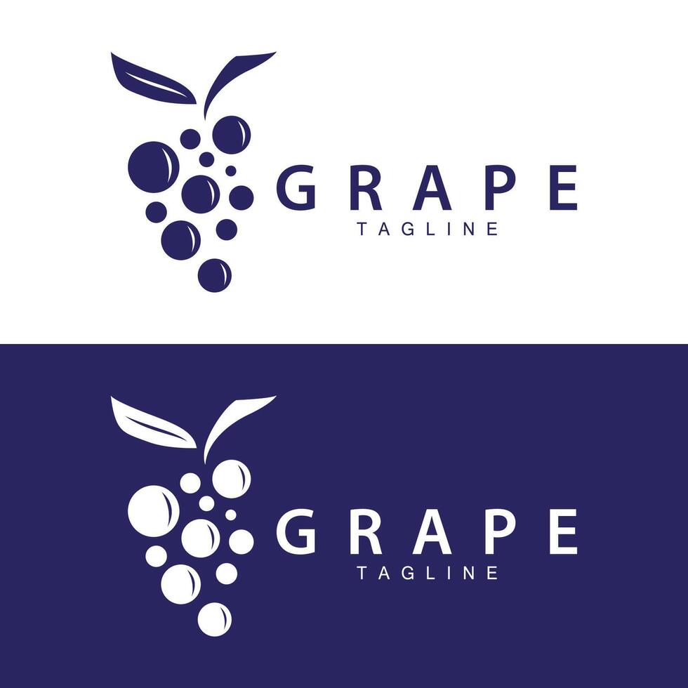 druva logotyp, trädgård vektor, färsk lila frukt, vin varumärke design, enkel illustration mall vektor