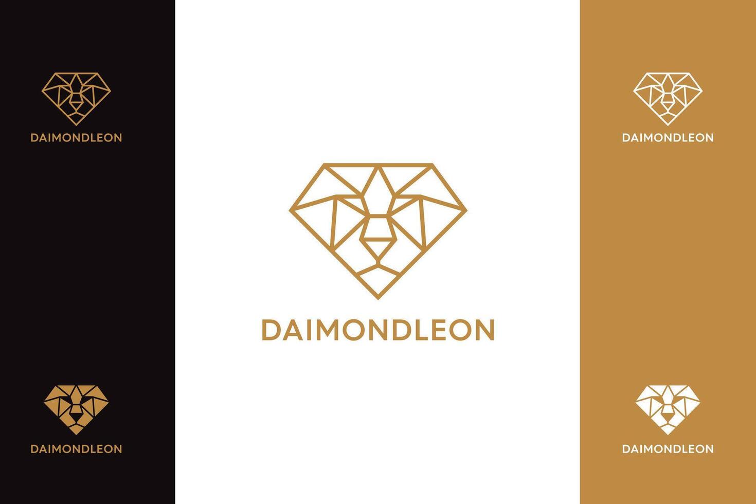 diamant lejon guld lyx logotyp vektor