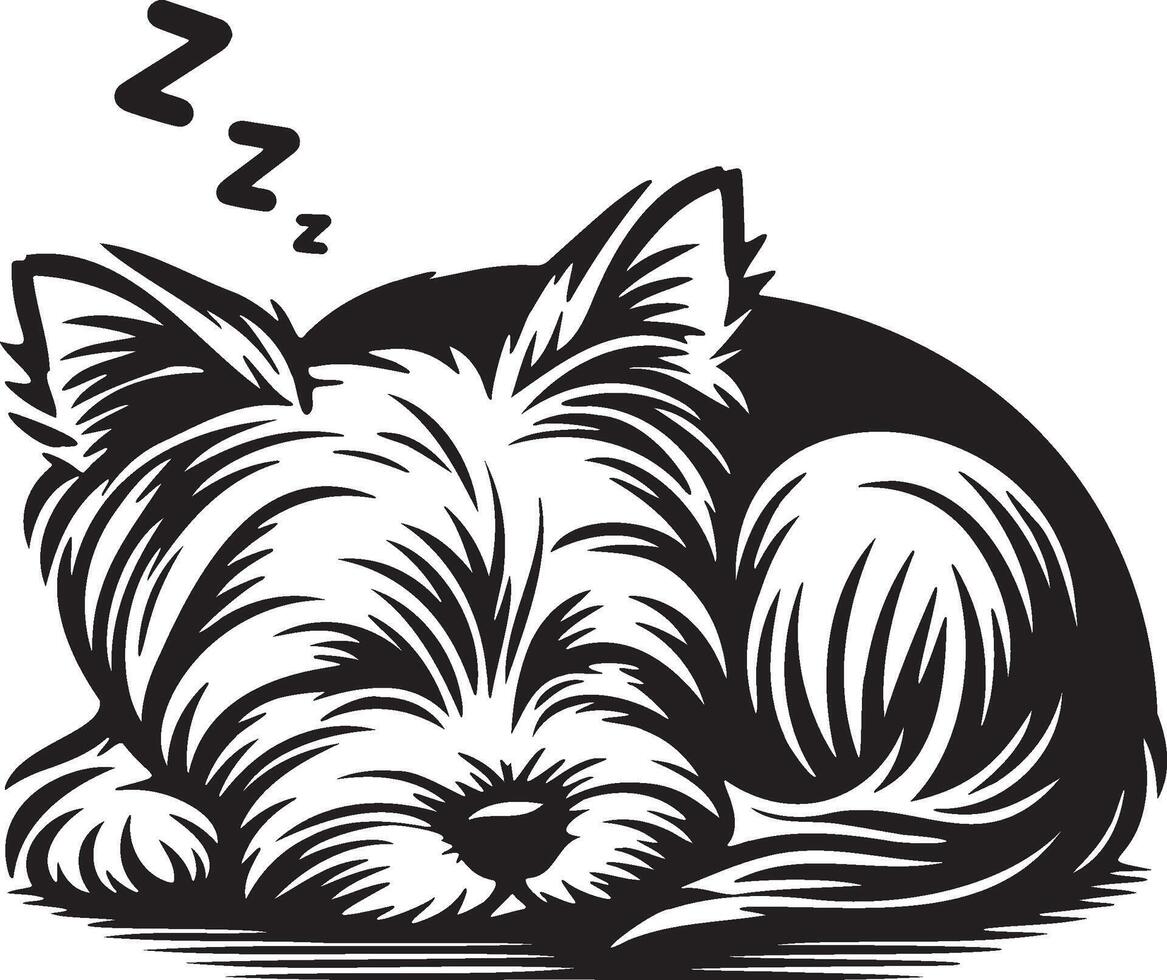 yorkshire terrier hund sovande illustration. vektor