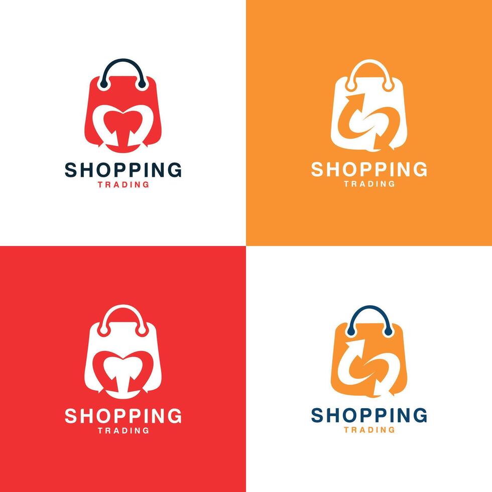 Einkaufen Handel Logo Design kreativ modern Konzept Design Einkaufen Tasche und Pfeil Zeichen vektor