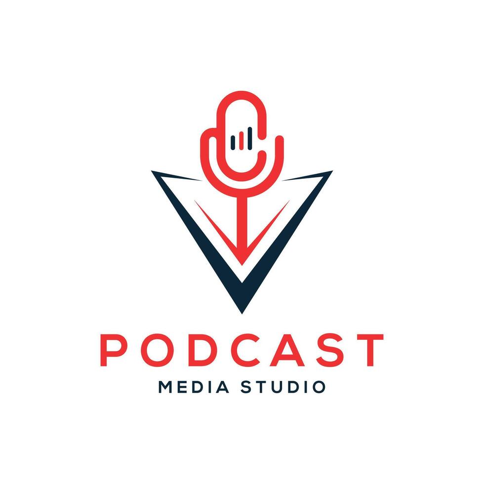 podcast media studio kreativ modern vektor design logotyp mall