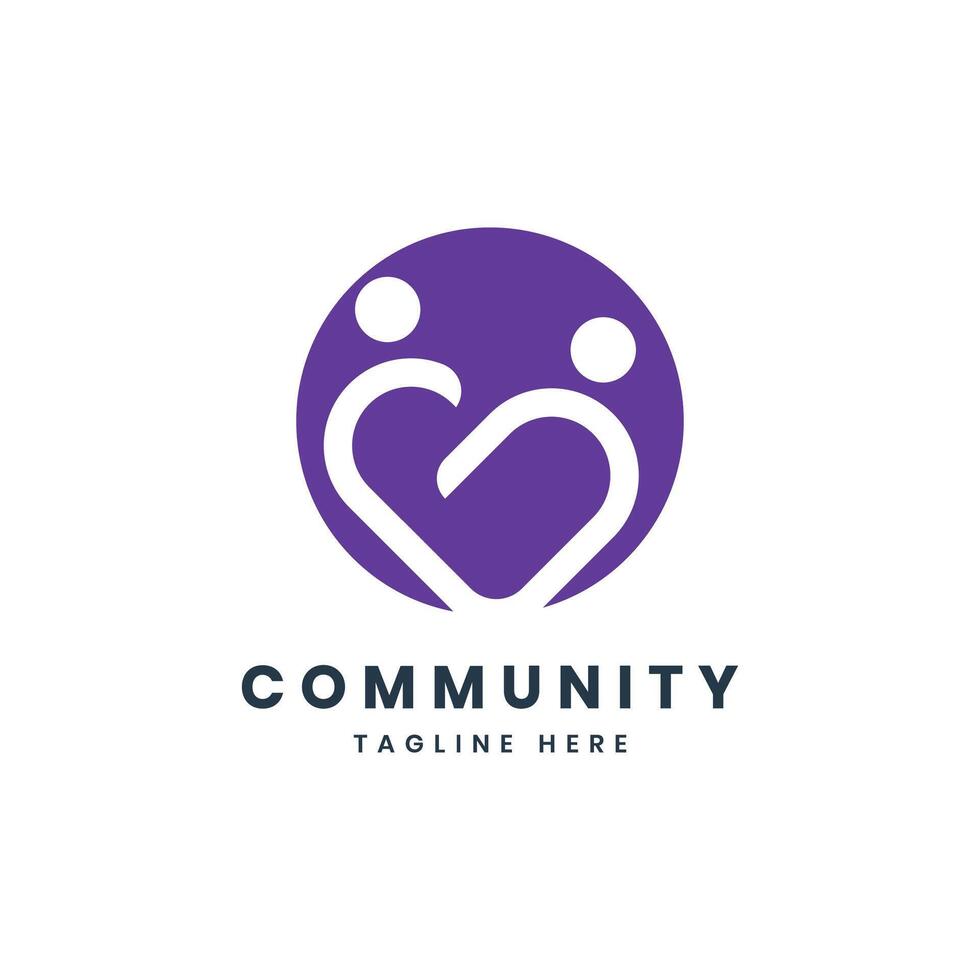Gemeinschaft Logo Design Vorlage zwei Menschen im Herz gestalten vektor