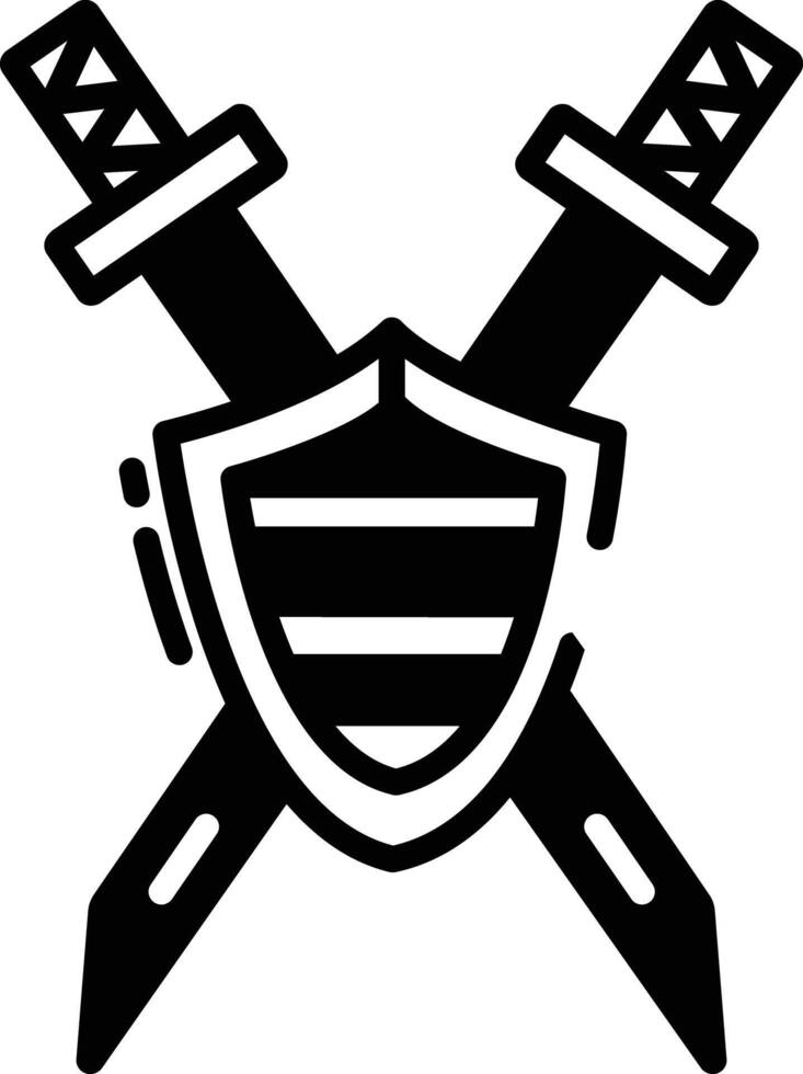 Samurai Schild Glyphe und Linie Vektor Illustration