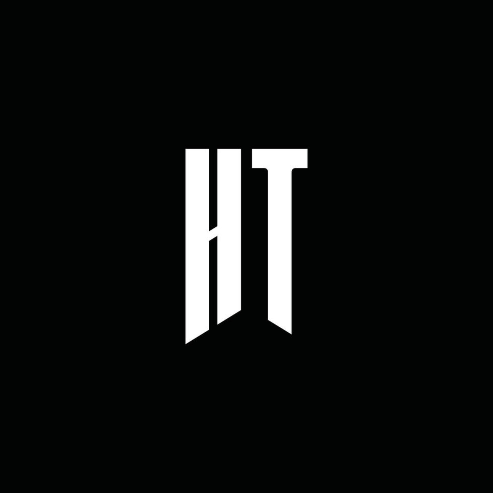 ht -logotypmonogram med emblemstil isolerad på svart bakgrund vektor