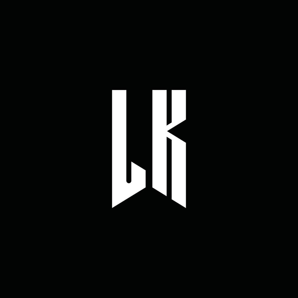 lk logo monogram med emblem stil isolerad på svart bakgrund vektor