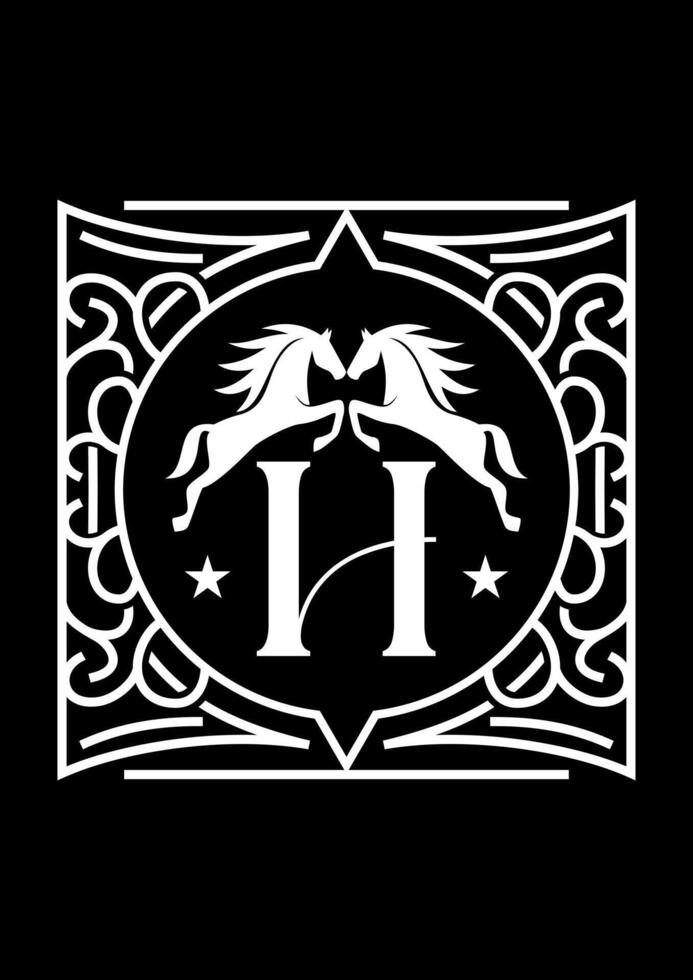 emblem h häst årgång vektor logotyp design