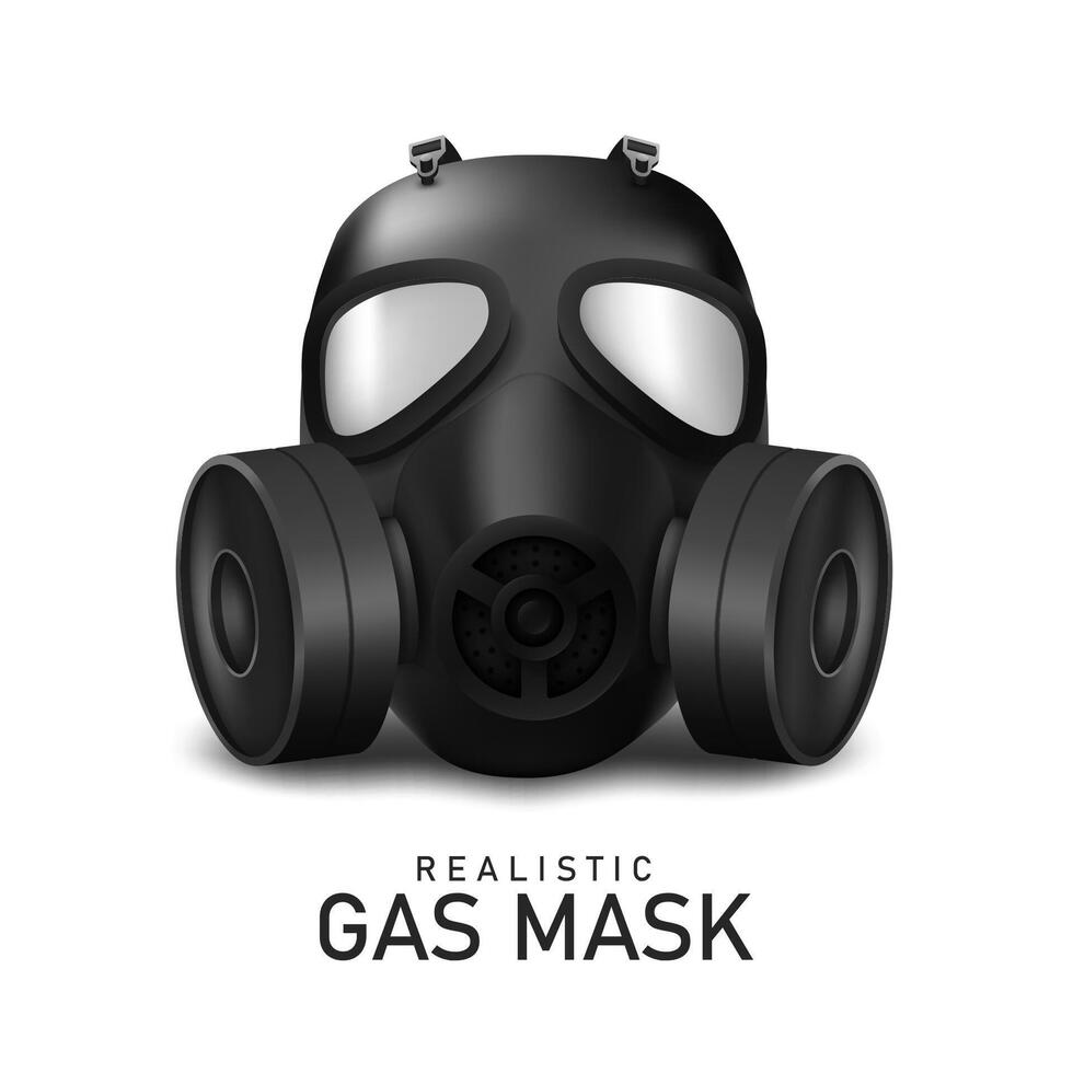 realistisk gas mask isolerat på vit bakgrund, vektor illustration
