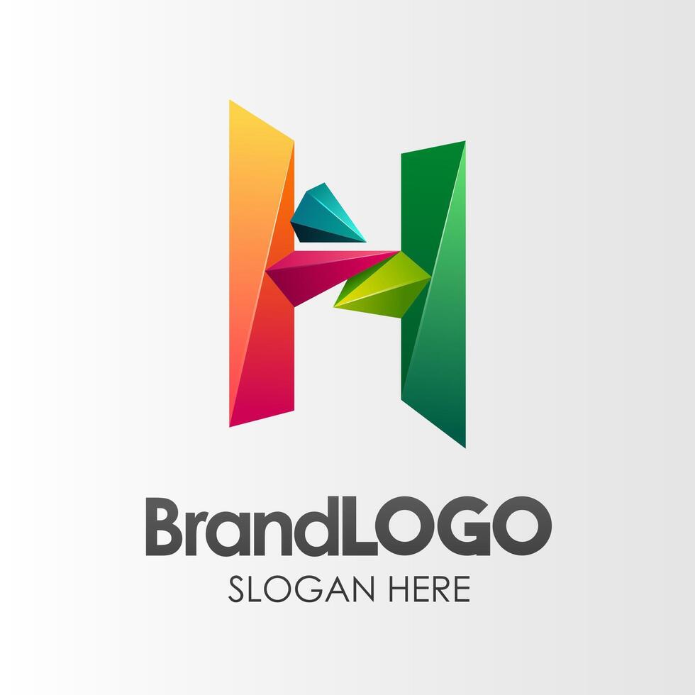 varumärke logotyp brev h mall, 3d form låg poly, lämplig för företag företag visuell identitet, vektor illustration
