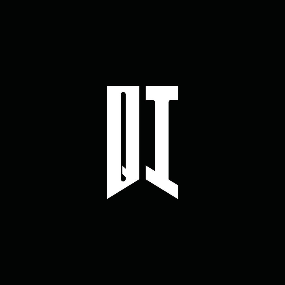 qi -logotypmonogram med emblemstil isolerad på svart bakgrund vektor