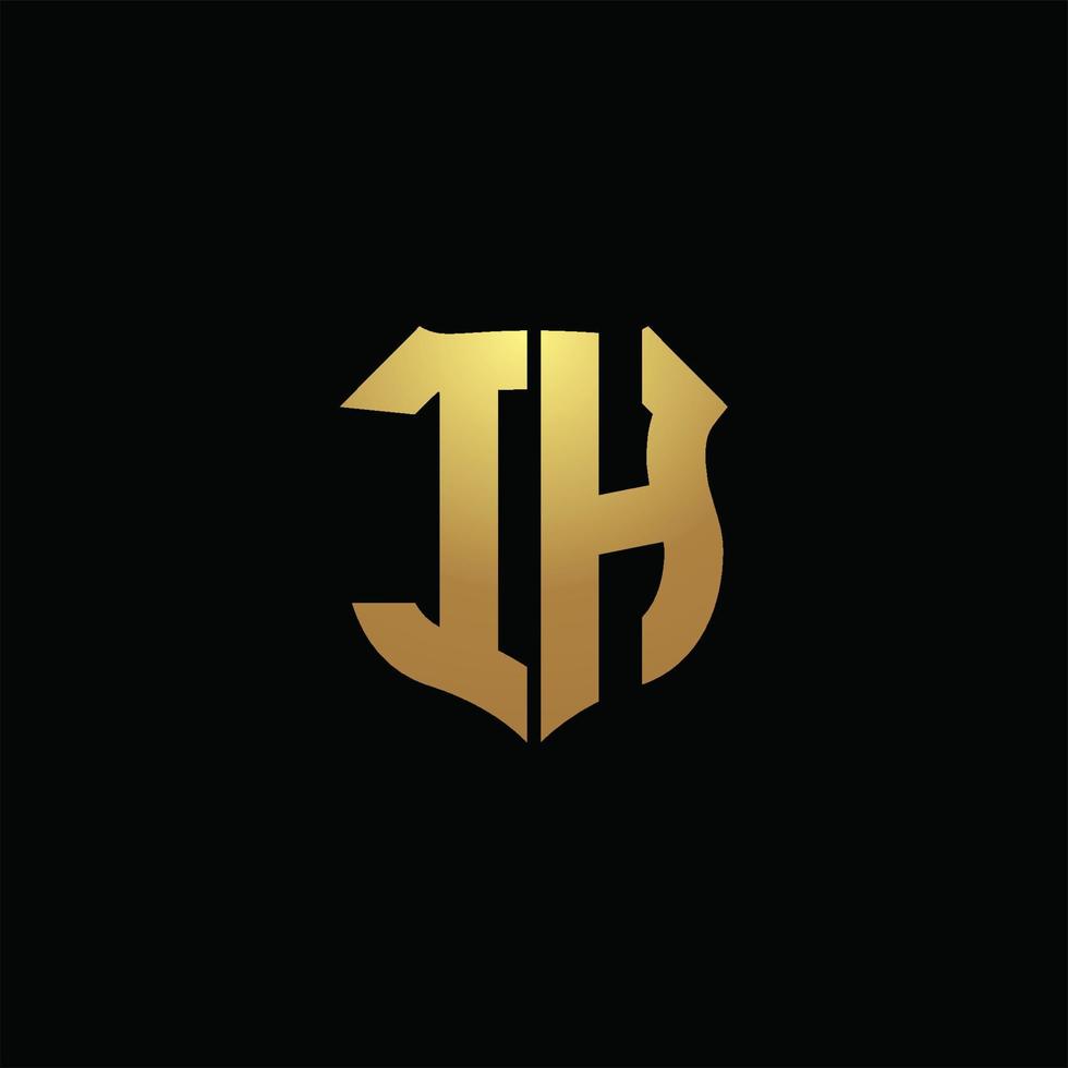 ih-Logo-Monogramm mit Goldfarben und Design-Vorlage in Schildform vektor