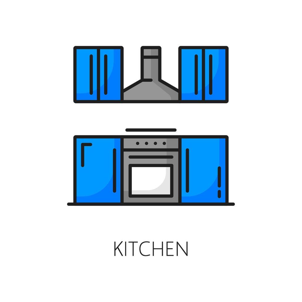 hus, lägenhet kök, verklig egendom linje ikon vektor