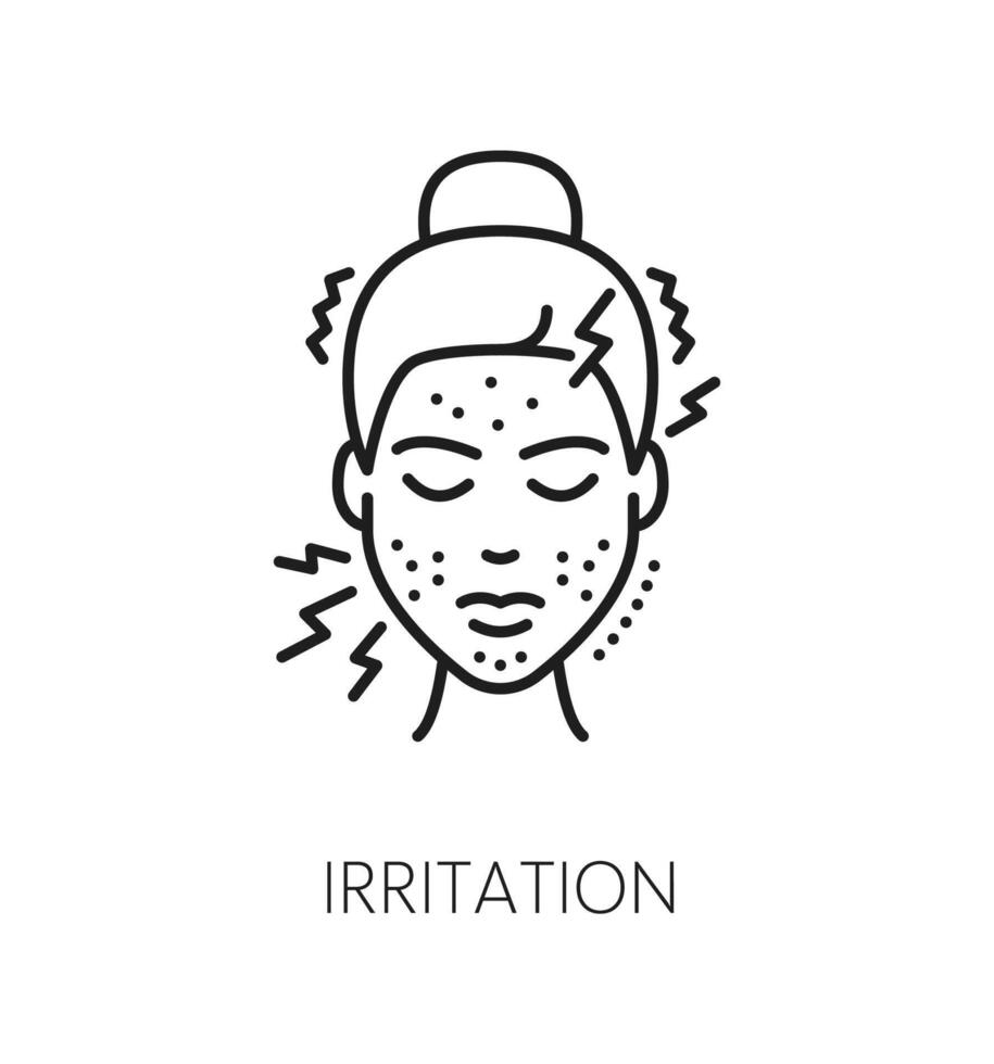 irritation kosmetologi ikon. ansikte vård linjär tecken vektor