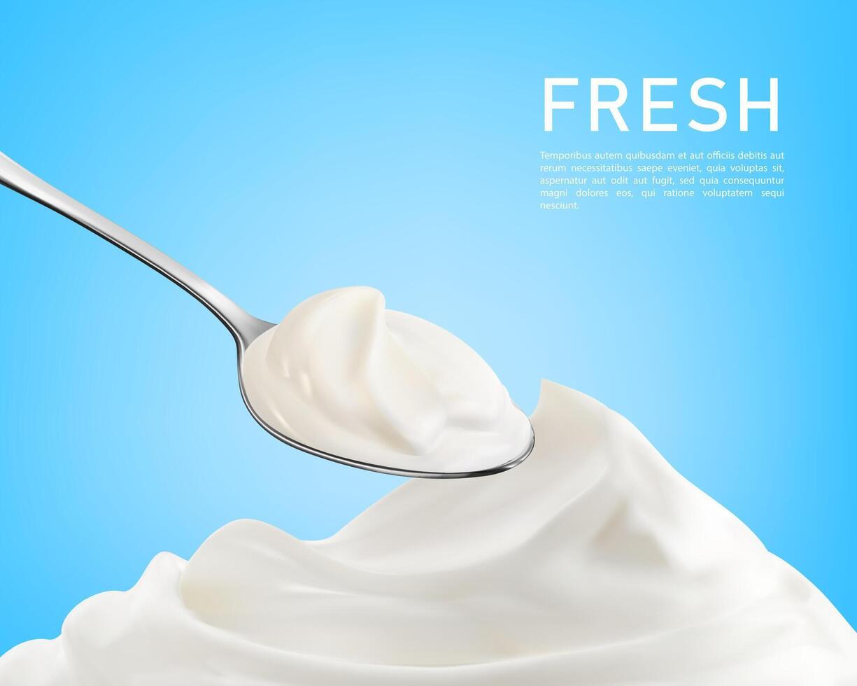 realistisk färsk grädde, yoghurt produkt reklam vektor