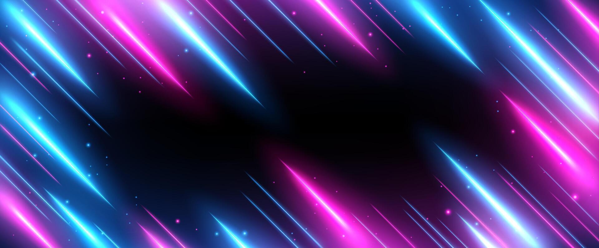 blå och rosa strålar zoom i rörelse effekt, ljus Färg spår på ultrawide bakgrund, vektor illustration
