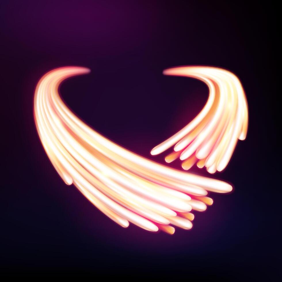 Magie Neon- Licht gebogen Linien, abstrakt Hintergrund, Vektor Illustration