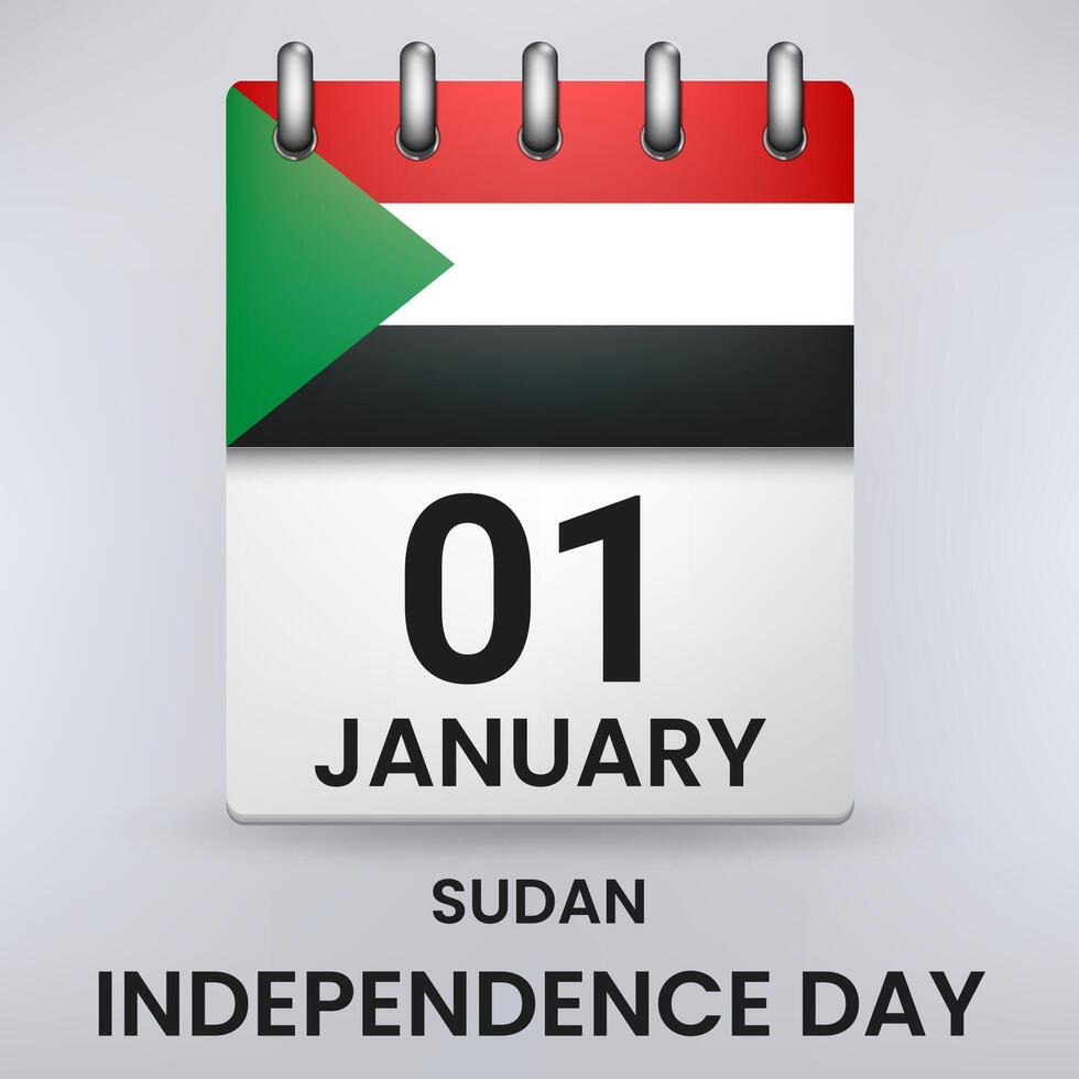 glücklich Unabhängigkeit Tag von Sudan mit Flagge, Kalender Konzept, Vektor Illustration