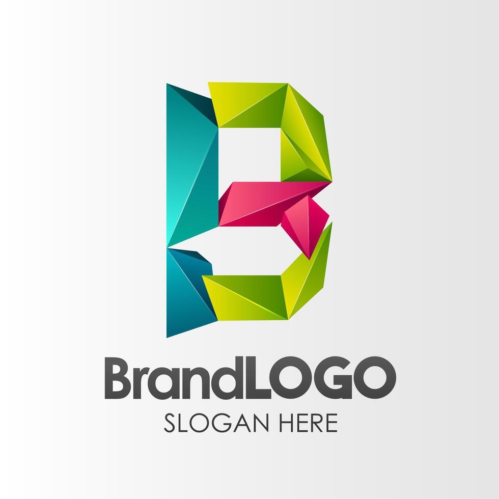 varumärke logotyp brev b mall, 3d form låg poly, lämplig för företag företag visuell identitet, vektor illustration