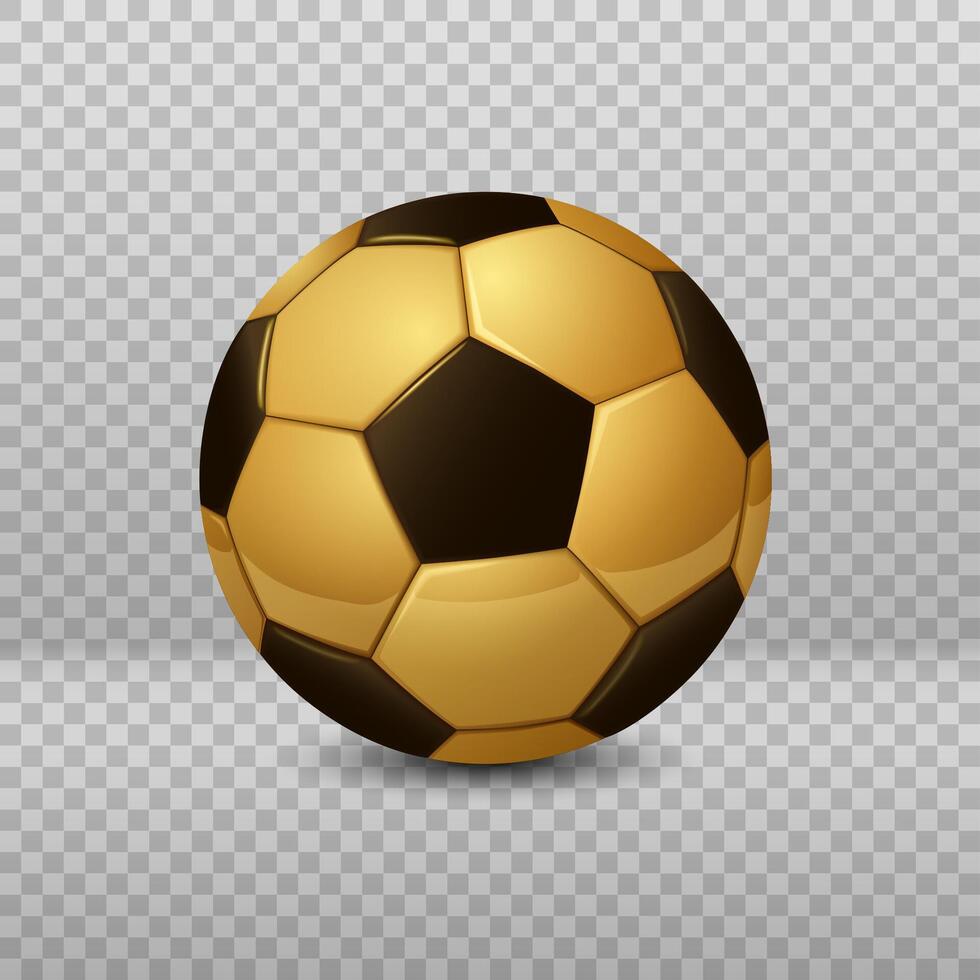 detailliert golden Fußball Ball isoliert auf Hintergrund, Vektor Illustration