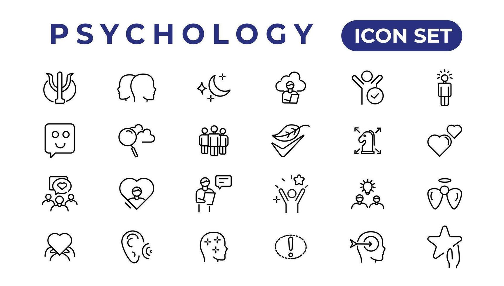psykologi och mental linje ikoner samling.set av tunn linje webb ikon uppsättning, enkel översikt ikoner samling, pixel perfekt ikoner, enkel vektor illustration.