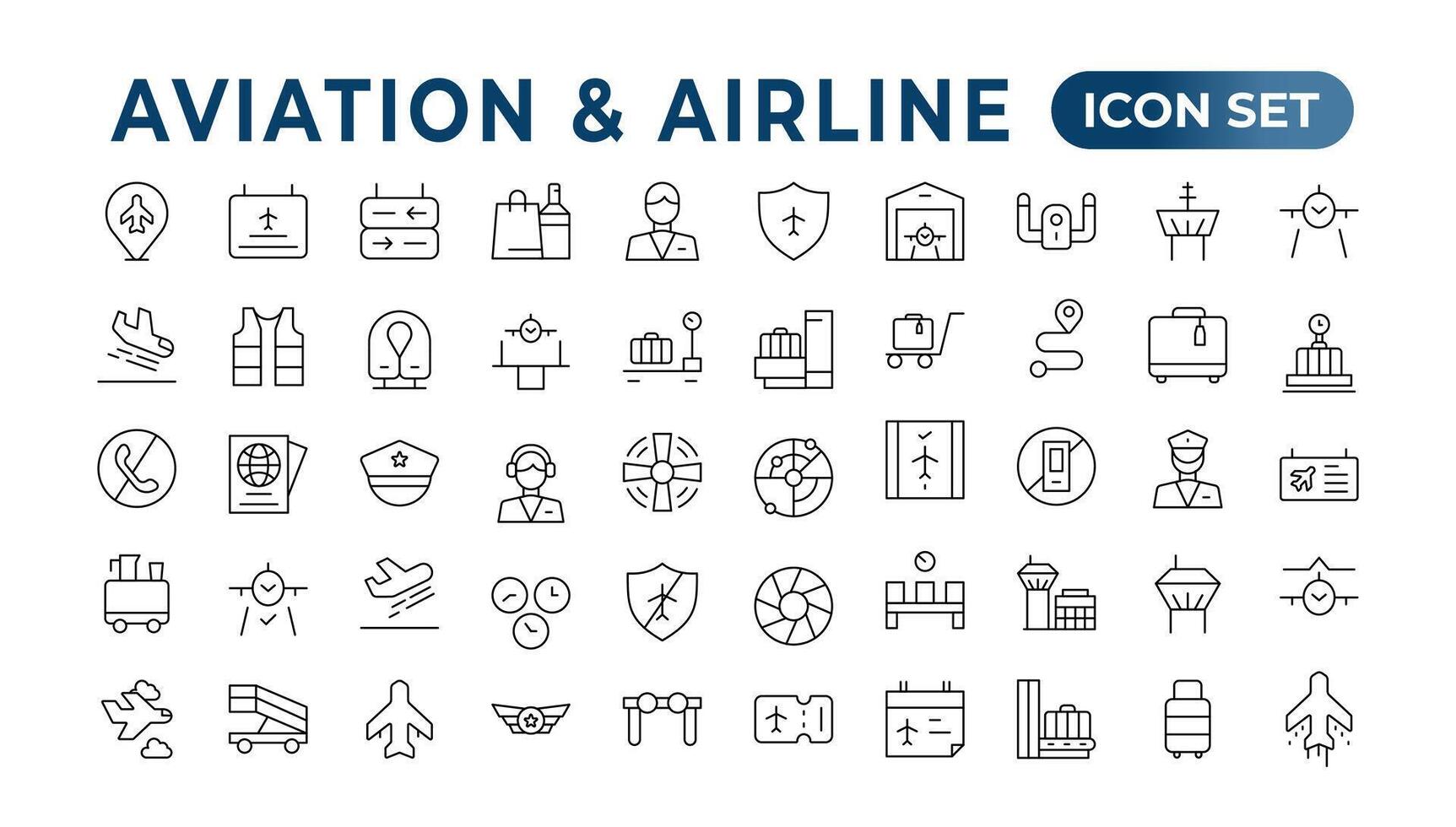 Flugzeug Symbol Sammlung. Flugzeug Vektor. Flug Transport Symbol. Reise konzept.set von Vektor Linie Symbol. es enthält Symbole von Flugzeug, Anerkennung Karten, Geldbörsen, Dollar, Geld Globus. Gliederung Symbol Satz.