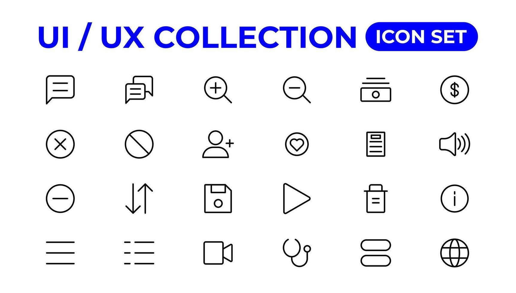 ui ux Symbol Satz, Benutzer Schnittstelle Iconset Sammlung. vektor