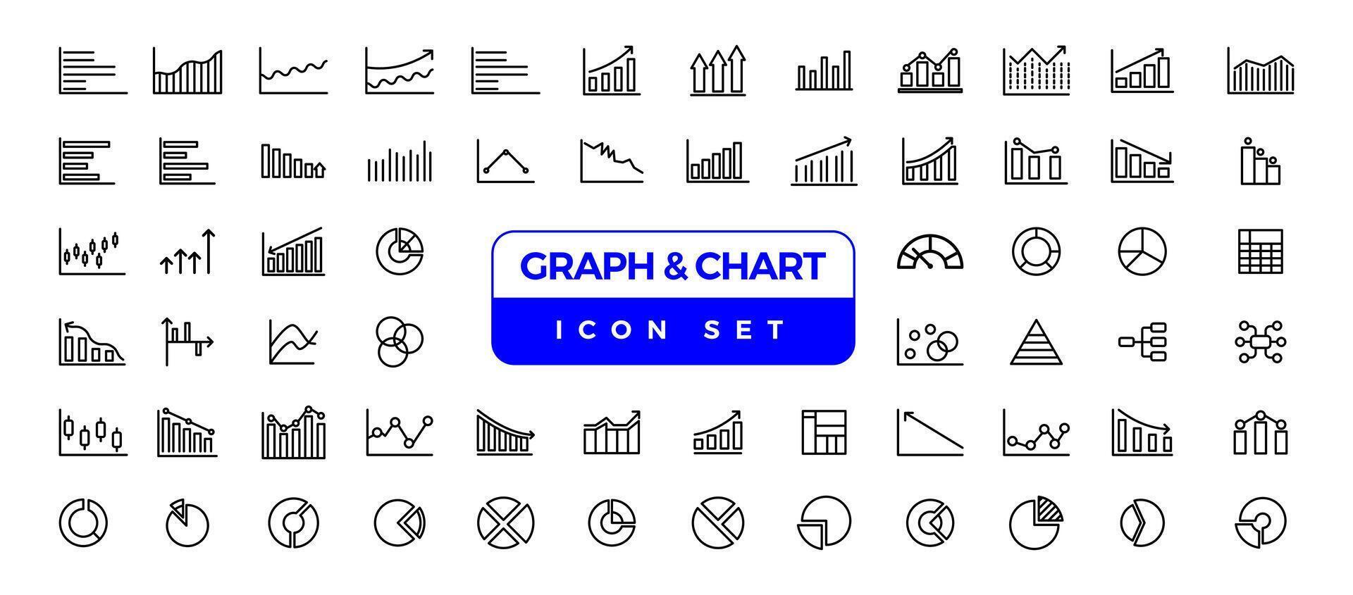 växande bar Graf ikon uppsättning. företag grafer och diagram ikoner. statistik och analys vektor ikon. statistisk och data, diagram diagram, pengar, ner eller upp pil.