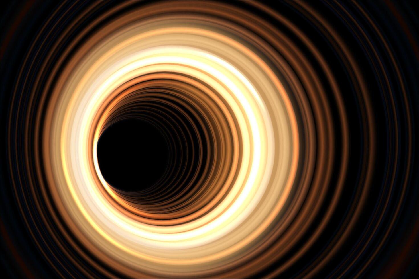 tunnel av guld ringar, lysande hål cirkel rader, vektor illustration