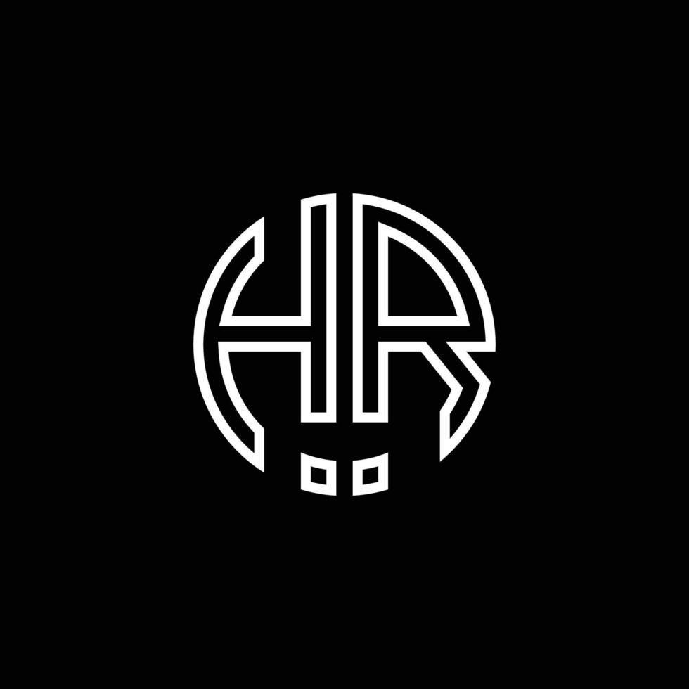 hr-Monogramm-Logo-Kreis-Band-Stil-Umriss-Design-Vorlage vektor