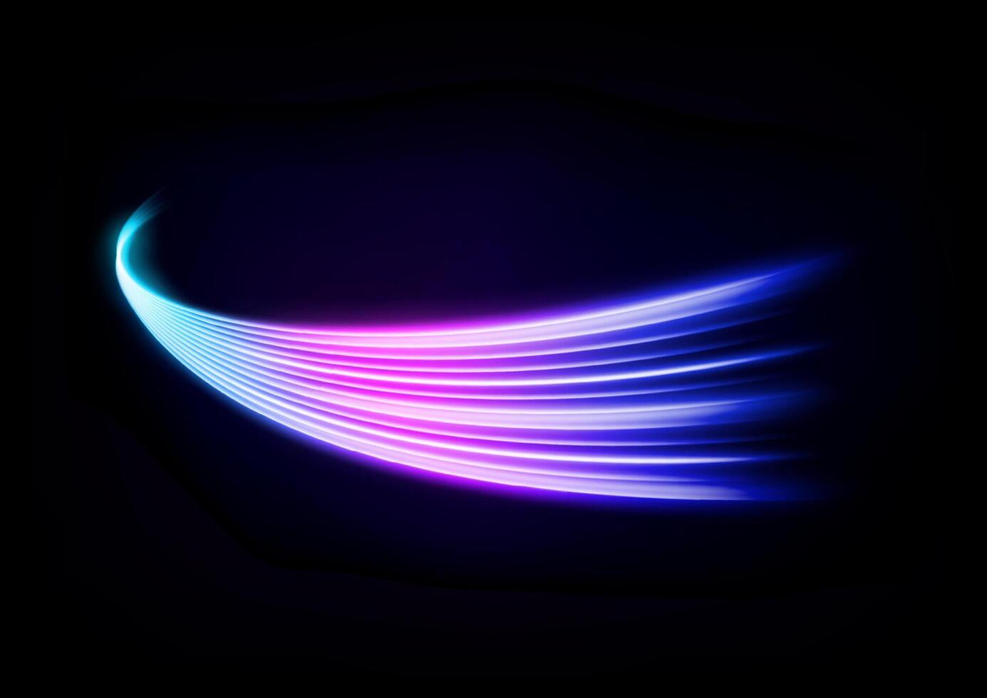 abstrakt Flerfärgad Vinka linje av ljus, isolerat på mörk bakgrund, vektor illustration