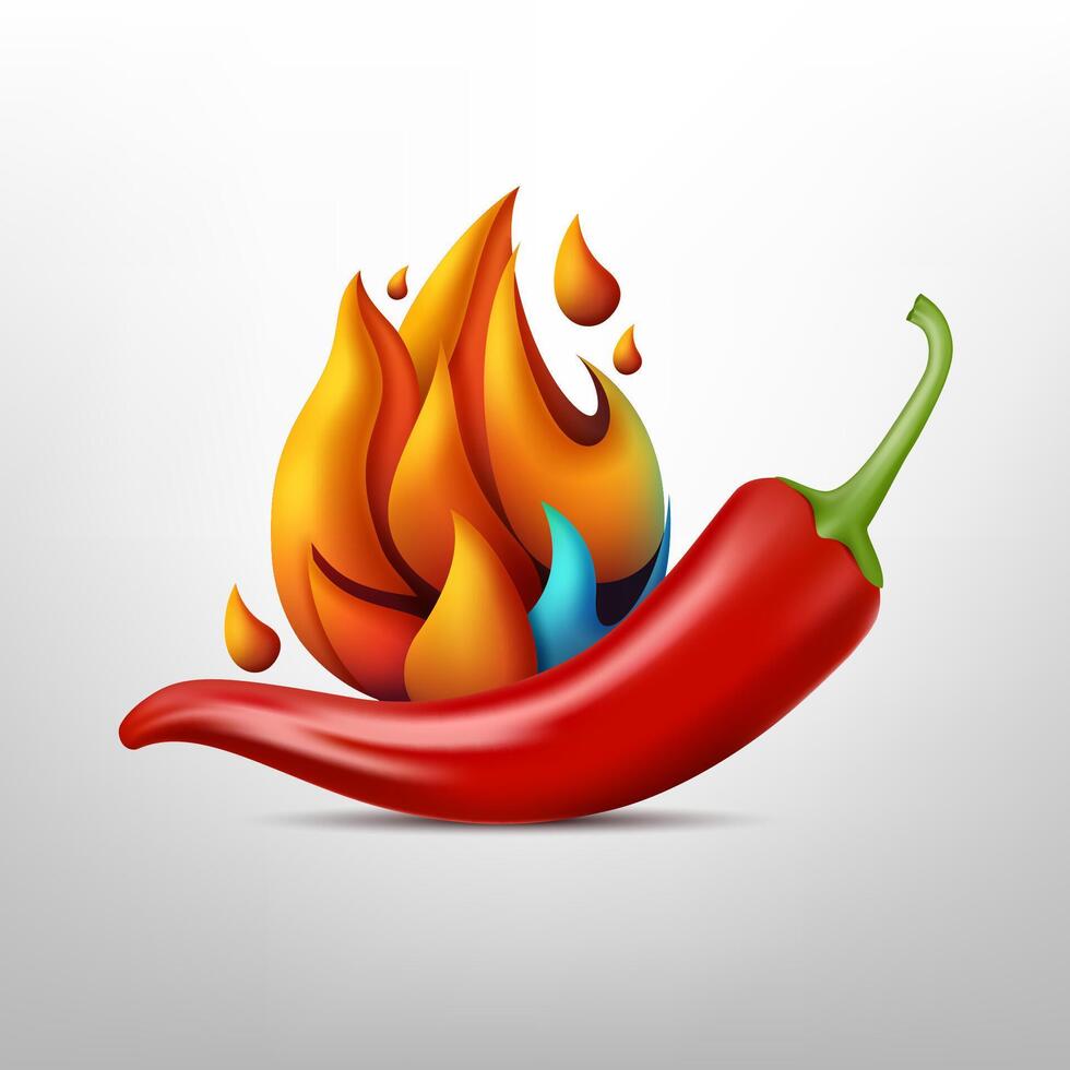 3d heiß Chili Design, kreativ würzen Essen Symbol, Vektor Illustration